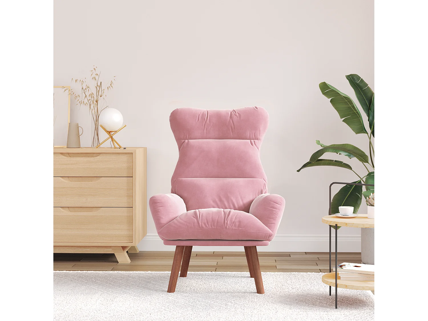 Fauteuil Relaxant en Velours Rose