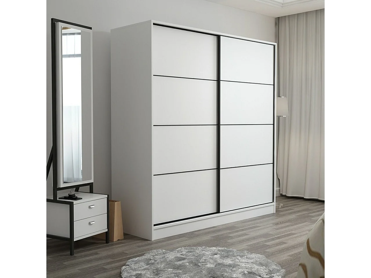 Dressing Carina L180xH210cm avec 2 portes coulissantes Blanc
