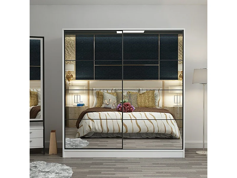 Dressing Carina Blanc L180xH190cm avec 2 portes coulissantes Blanc