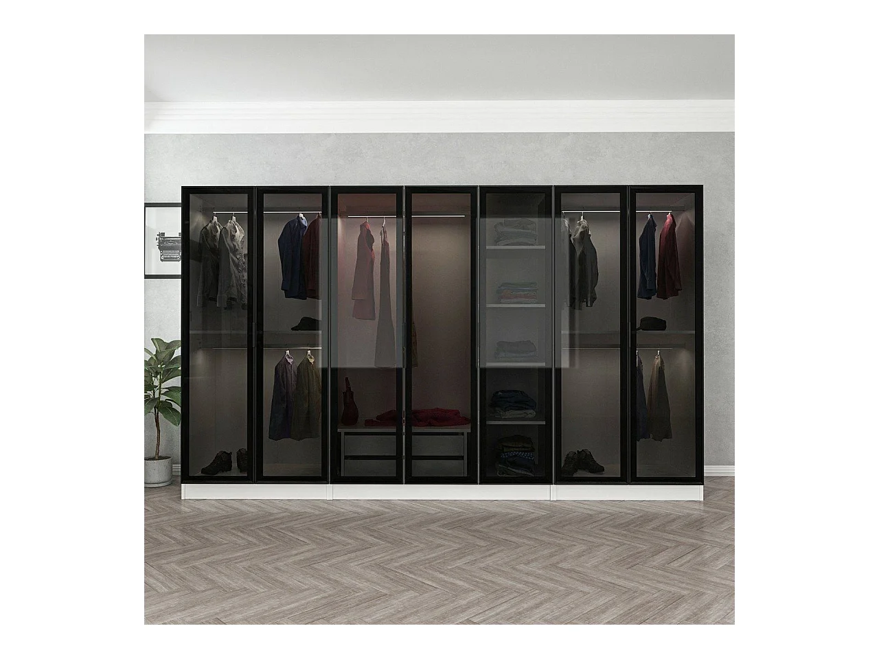 Armario Kale-6665 blanco negro 210x186x50 cm