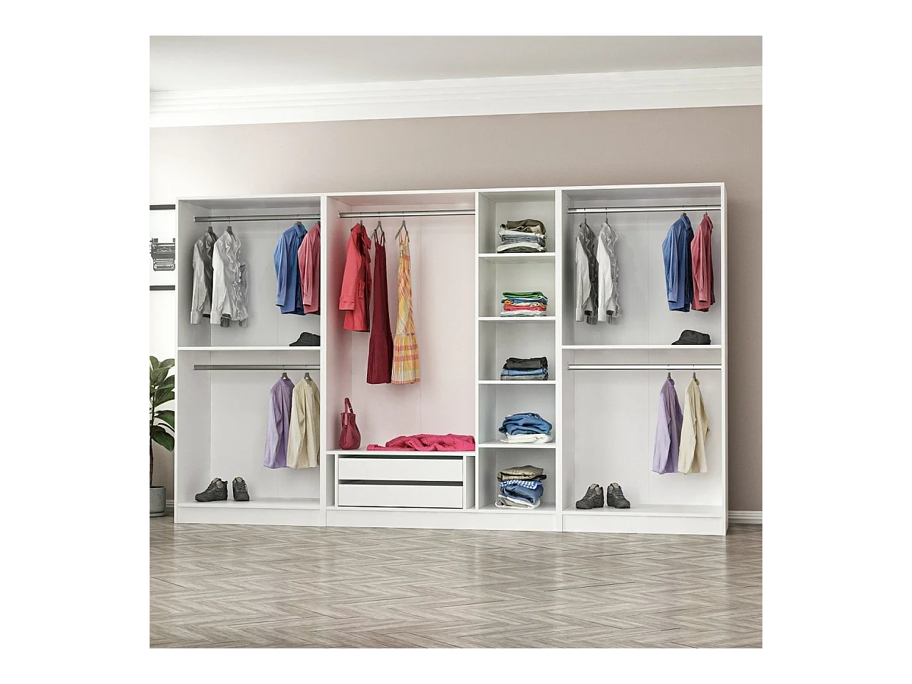 Armario Kale-6665 blanco negro 210x186x50 cm