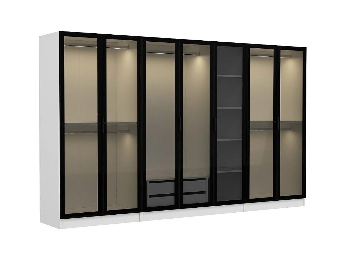 Armario Kale-6665 blanco negro 210x186x50 cm