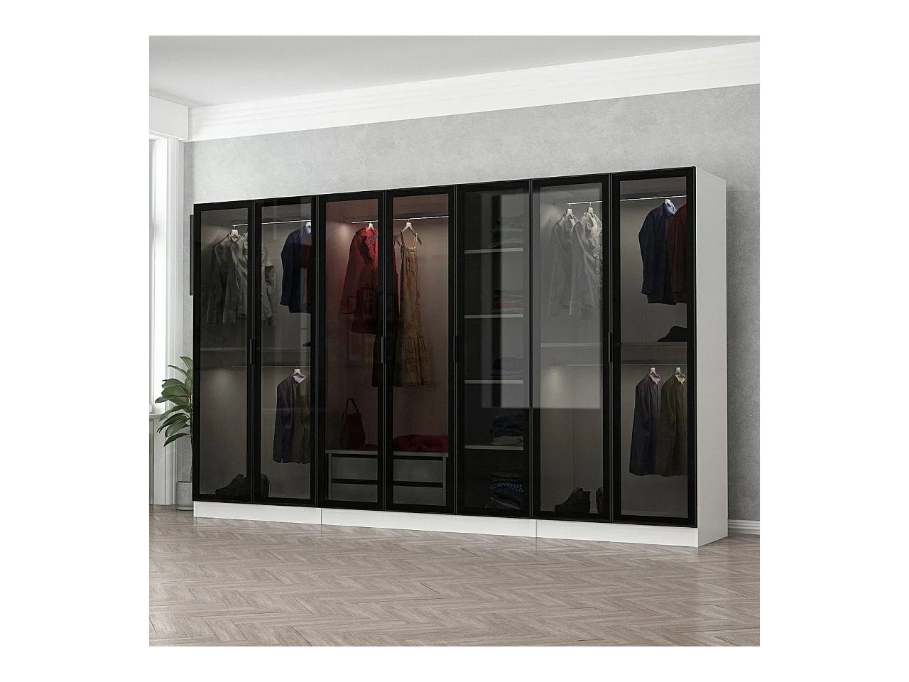 Armario Kale-6639 blanco negro 315x210x52 cm