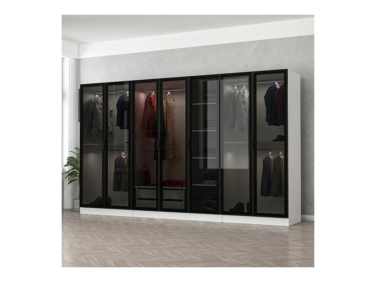 Armario Kale-6639 blanco negro 315x210x52 cm