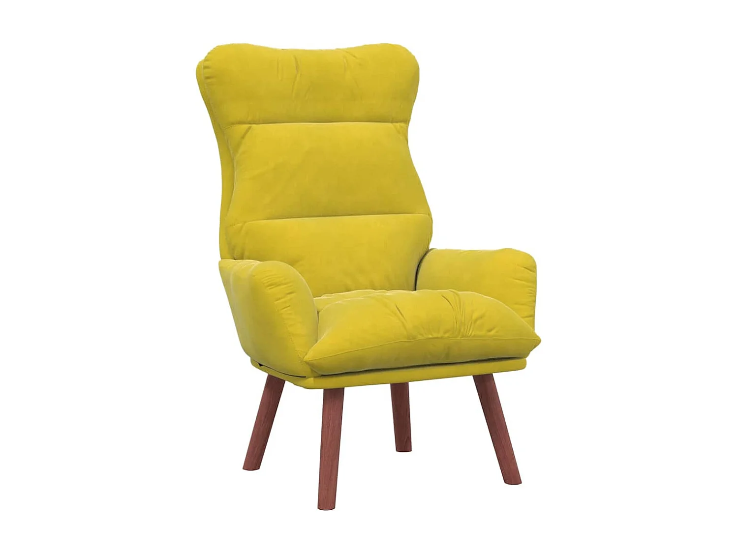 Fotel Relaksacyjny Żółty z Weluru Nowoczesny i Wygodny 69 x 74 x 93 cm