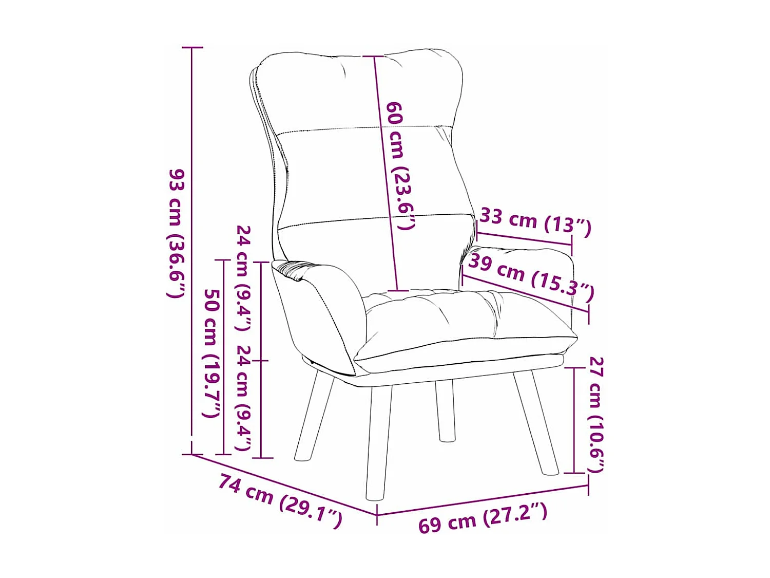 Sedia rilassante Turchese 69 x 74 x 93 cm Velluto