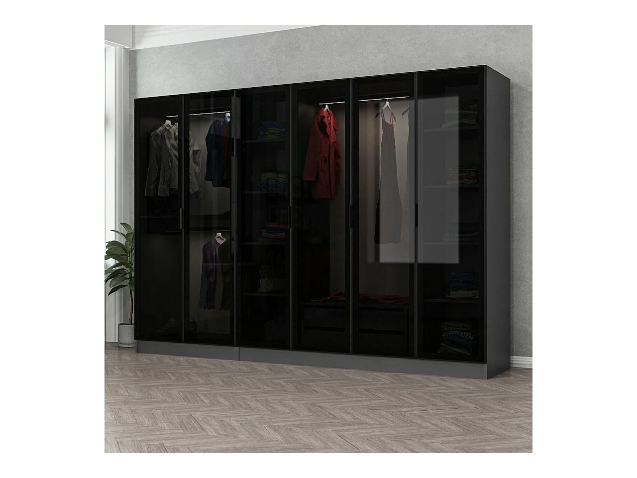 Armario Kale-6653 antracita negro 270x190x52 cm