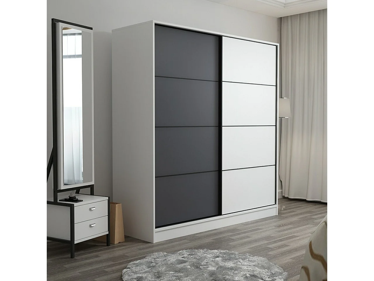 Armario Kale-3970 antracita blanco 180x210x52 cm