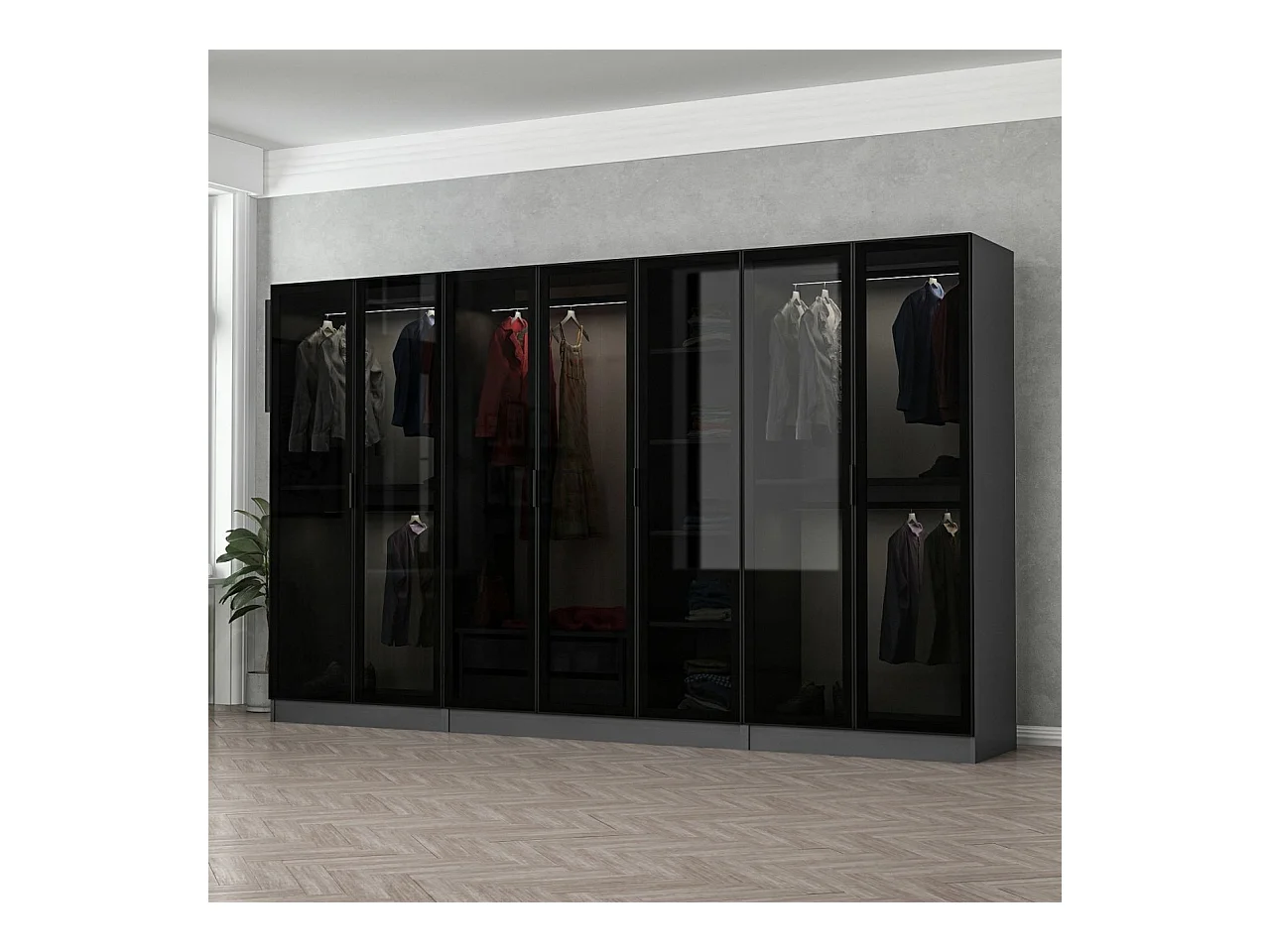 Armario Kale-6094 antracita negro 140x178x52 cm