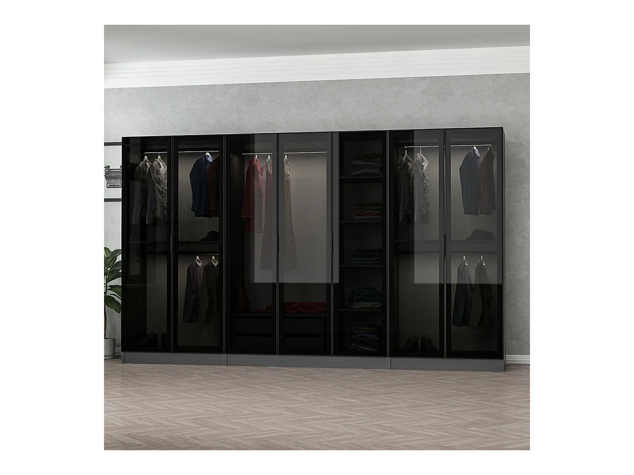 Armario Kale-6094 antracita negro 140x178x52 cm