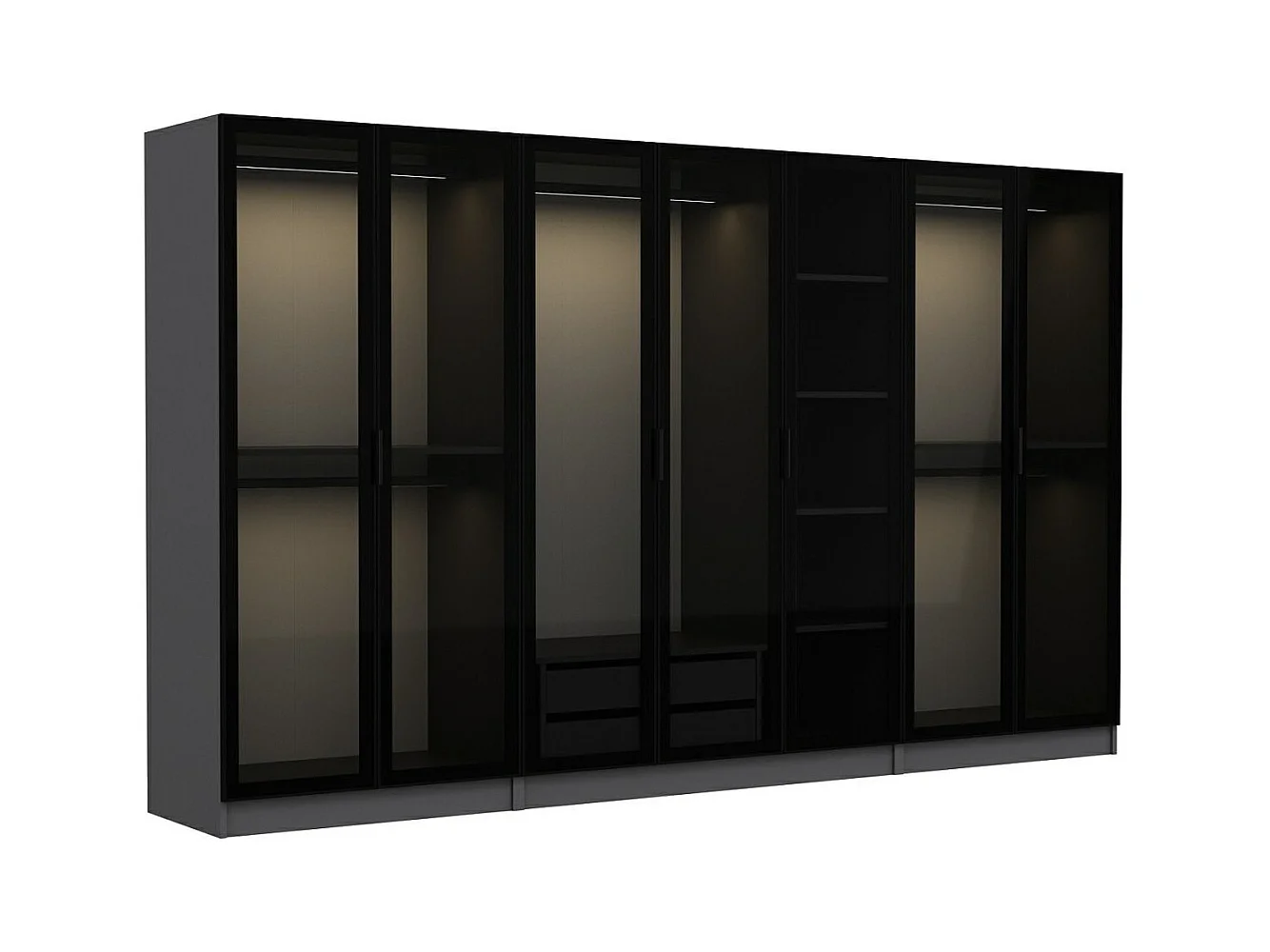 Armario Kale-6094 antracita negro 140x178x52 cm