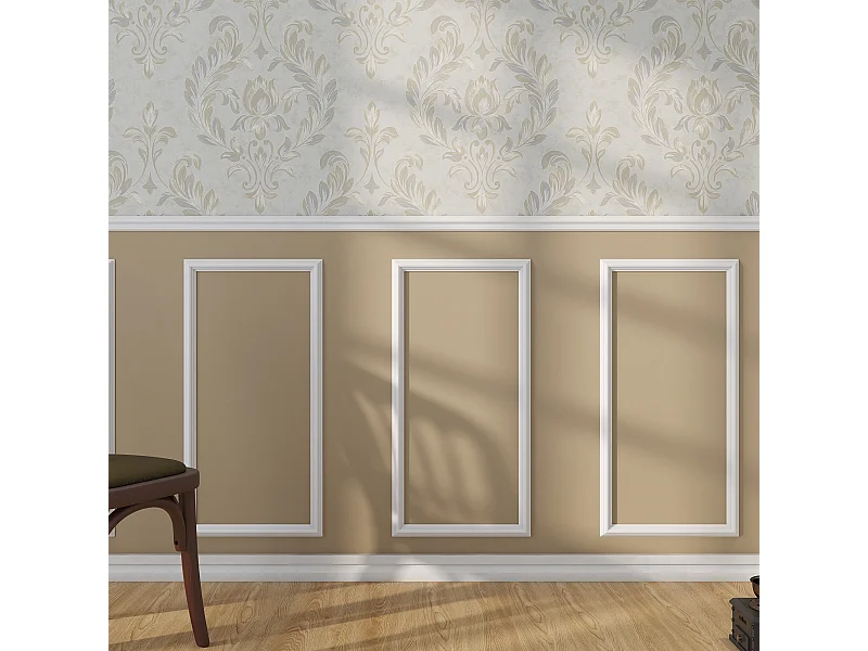 Victoria - Moldura a media altura para paredes 15 piezas en poliuretano blanco pintable