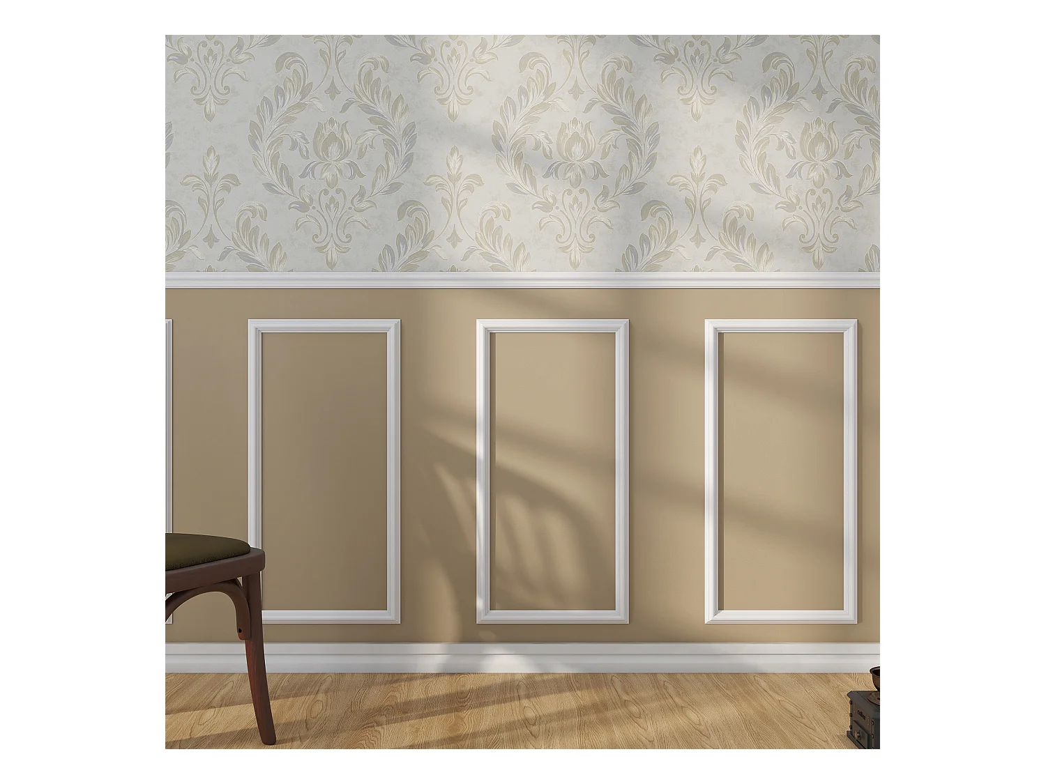 Victoria - Moldura de Meia Altura para Paredes 15 Peças em Poliuretano Branco Pintável