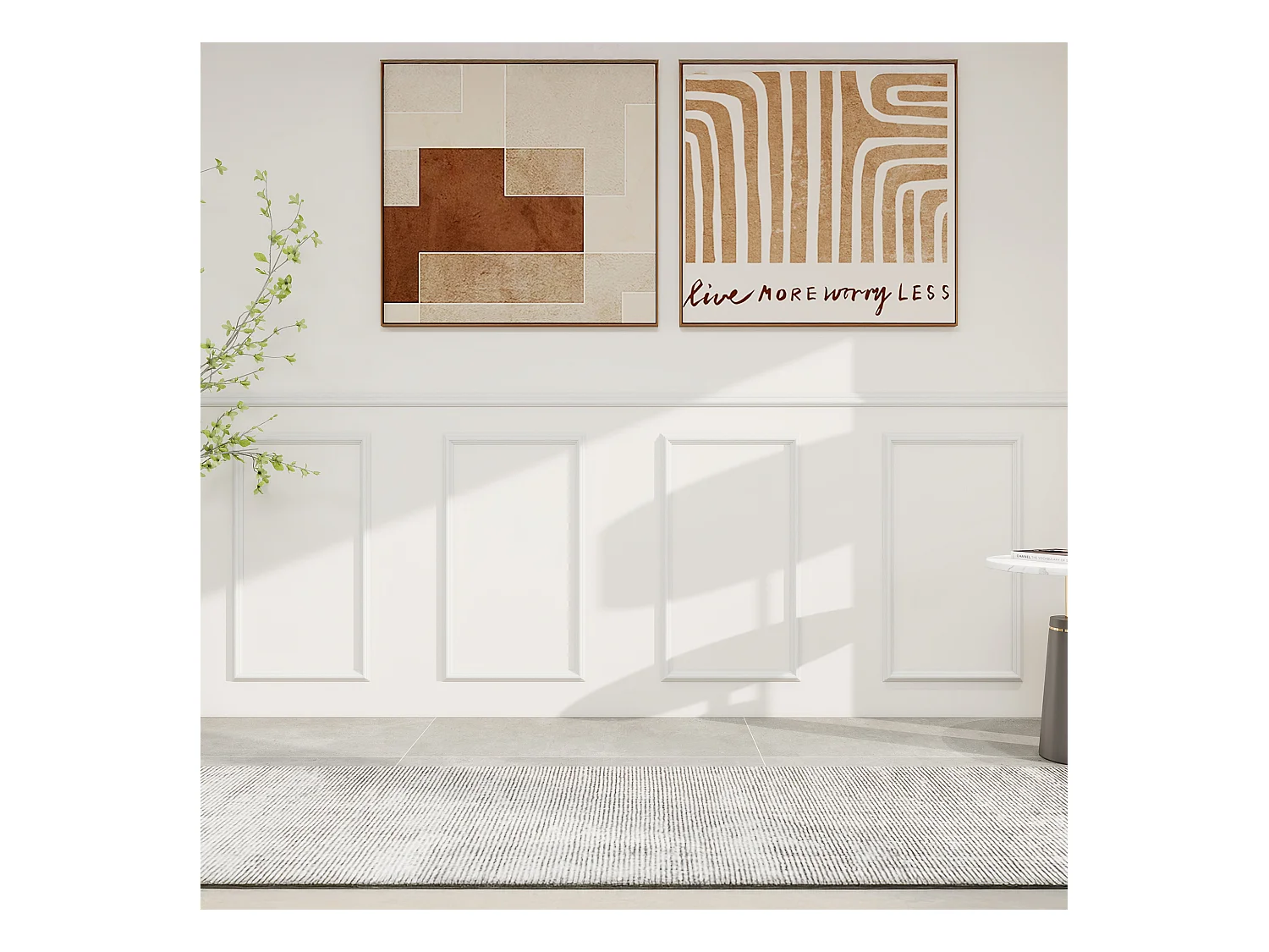 Victoria - Moldura de Meia Altura para Paredes 15 Peças em Poliuretano Branco Pintável