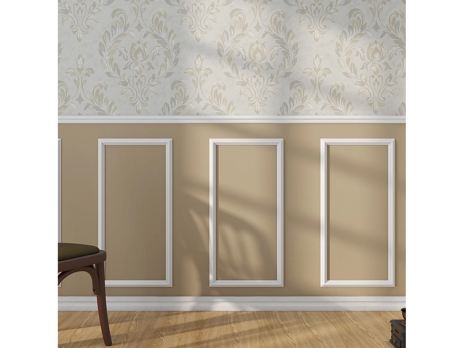 Victoria - Moulure mi-hauteur pour murs 15 pièces en polyuréthane blanc à peindre