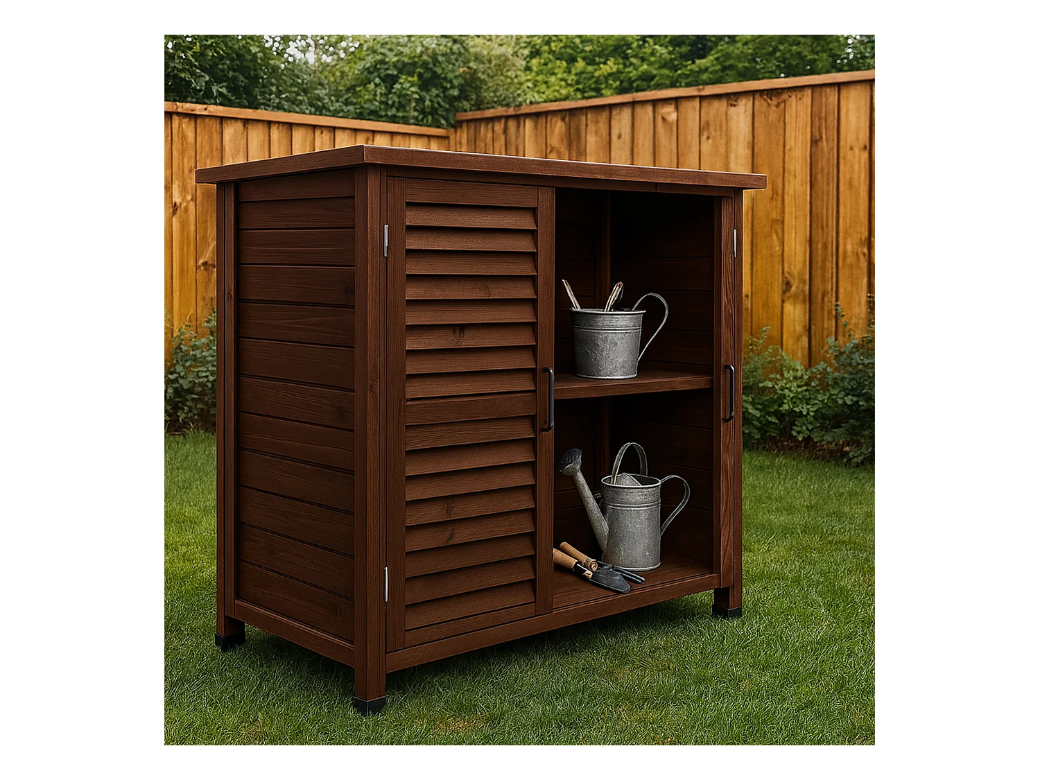 Arborea - Armoire de Jardin 87x96,5x46,5 cm 2 Portes en Bois de Sapin pour Outils