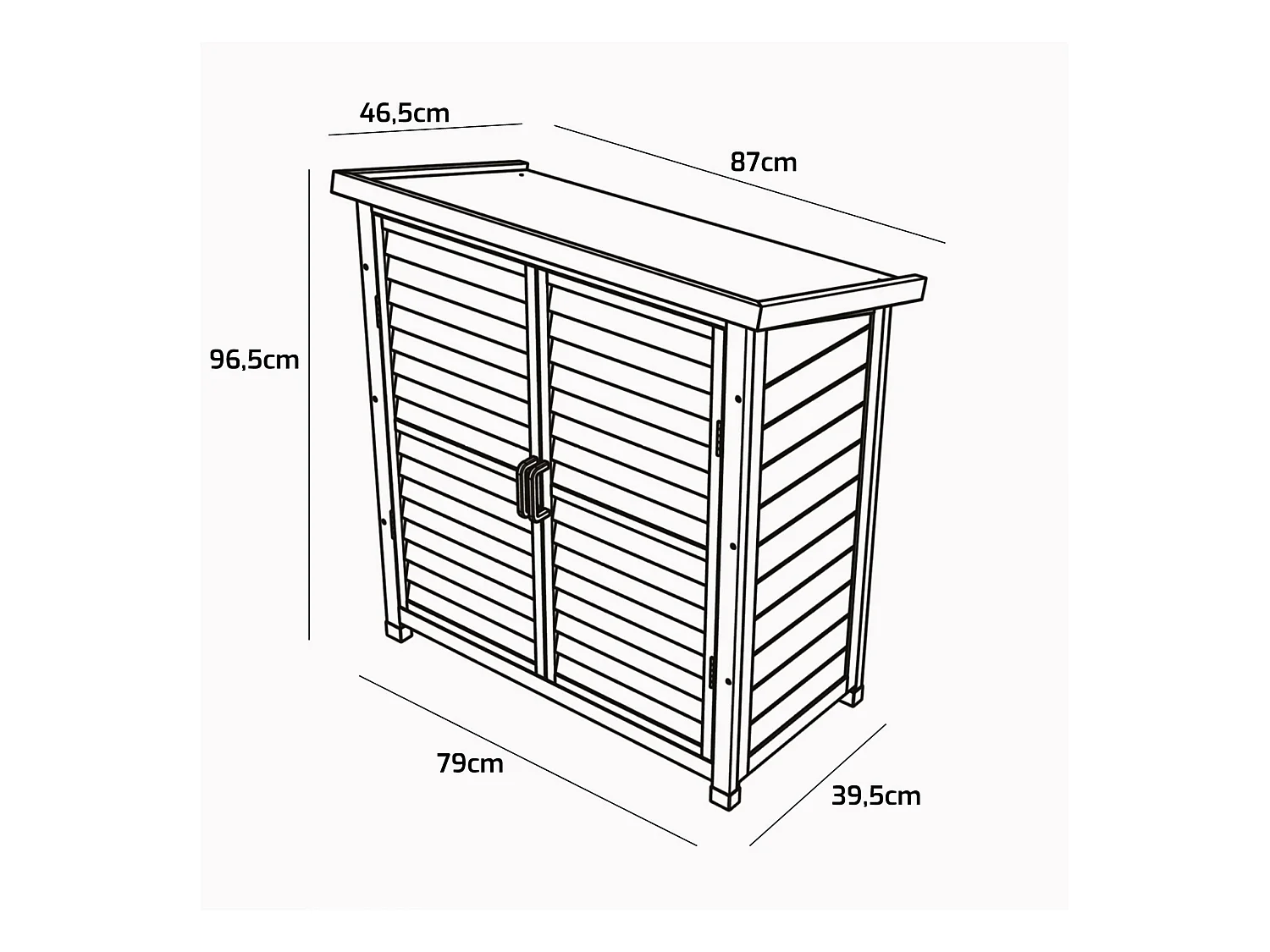 Arborea - Armoire de Jardin 87x96,5x46,5 cm 2 Portes en Bois de Sapin pour Outils