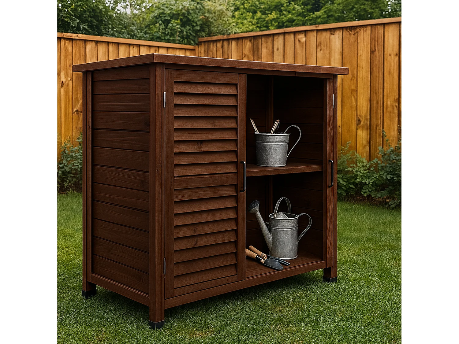 Arborea - Armadietto da Giardino 87x96,5x46,5 cm 2 Ante in Legno di Abete per Attrezzi