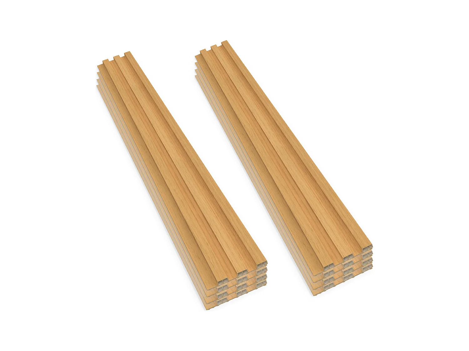 Bach - Set 8 Pannelli Fonoassorbenti Decorativi 150x18 cm per Interno ed Esterno in WPC Oak