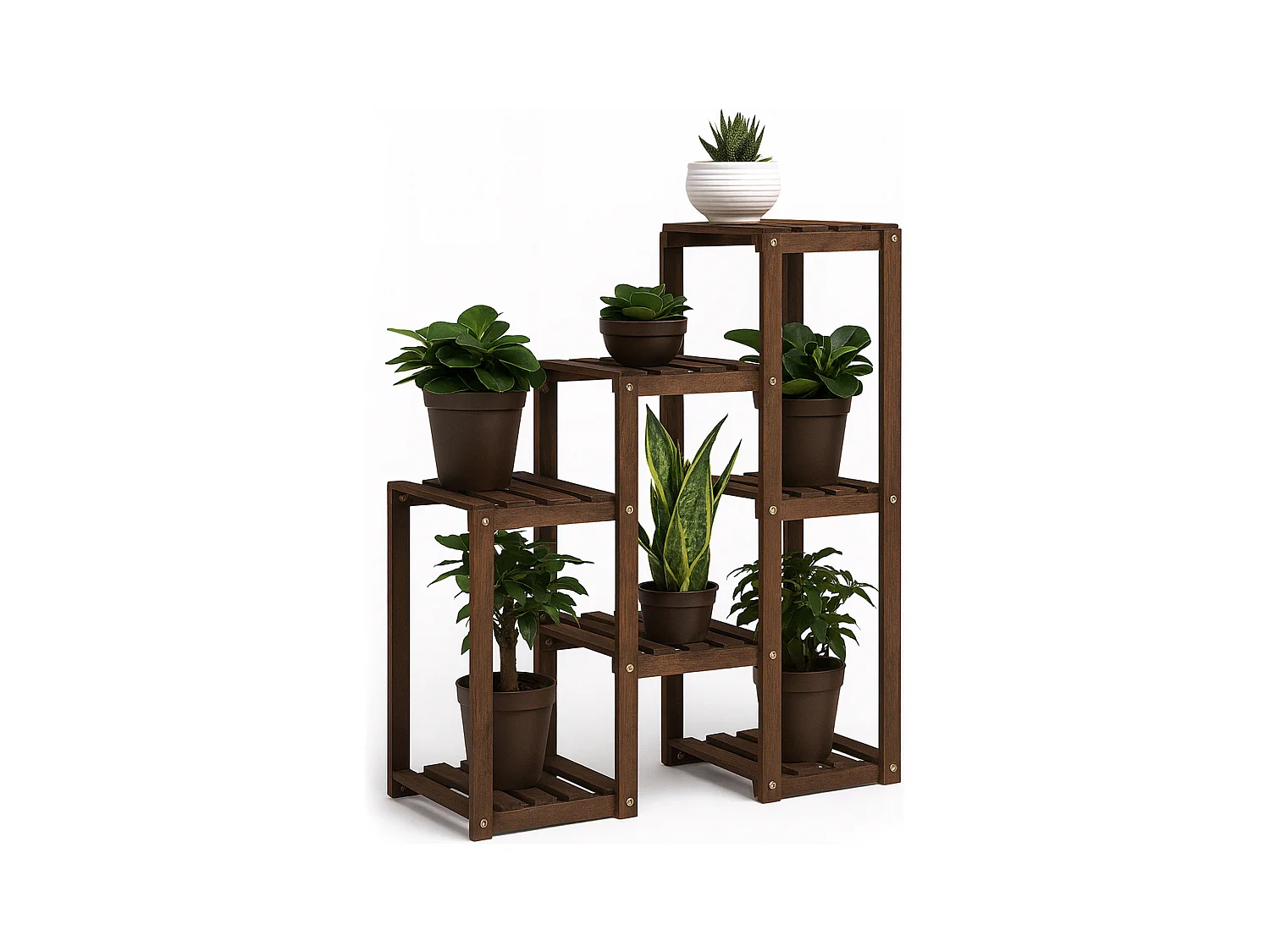 Hinoki - Prateleira para Plantas Floreira 80x82x25 cm Suporte para Vasos de Interior com 7 Prateleiras em Madeira de Abeto