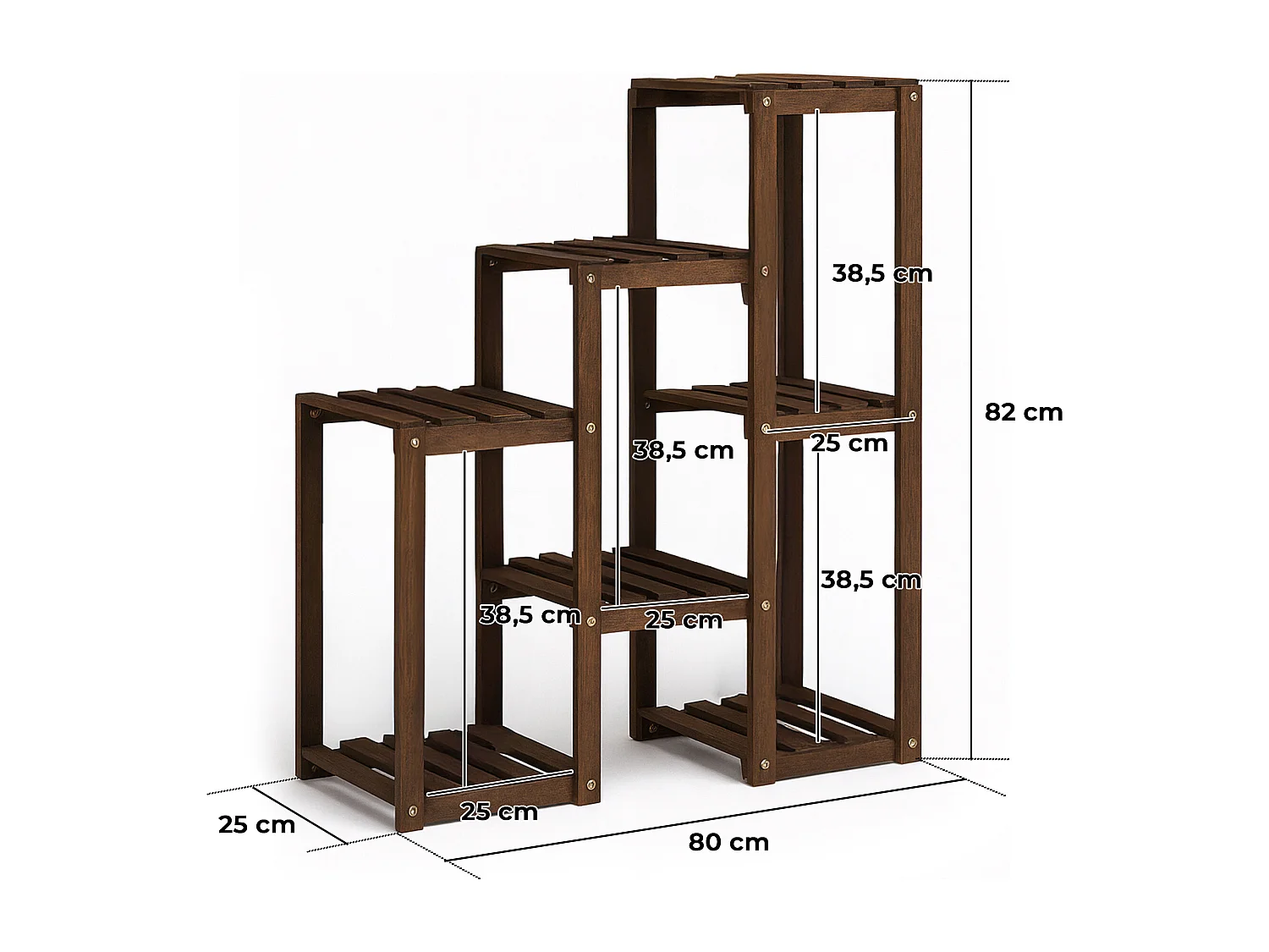 Hinoki - Étagère à Plantes Jardinière 80x82x25 cm Porte-Pots d’Intérieur 7 Niveaux en Bois de Sapin