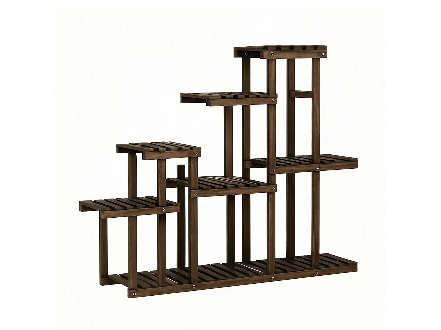 Takumi - Étagère à Plantes Jardinière 113x97x25 cm Porte-Pots d’Intérieur 9 Niveaux en Bois de Sapin