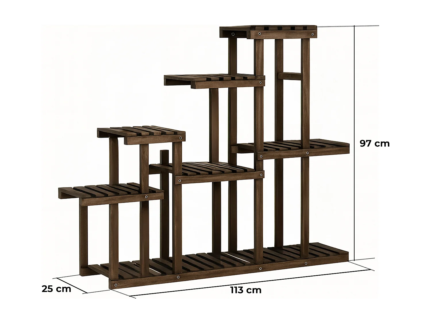 Takumi - Étagère à Plantes Jardinière 113x97x25 cm Porte-Pots d’Intérieur 9 Niveaux en Bois de Sapin