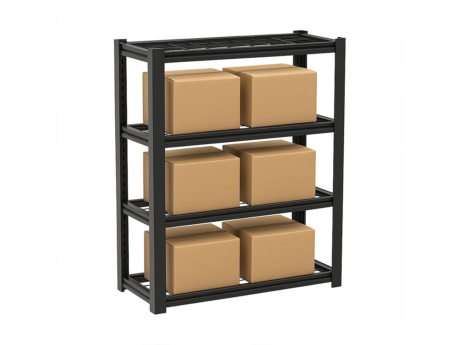 Mesh 150 - Estante de metal 150x100x50 cm com 4 prateleiras em rede capacidade de carga 1365 kg preto