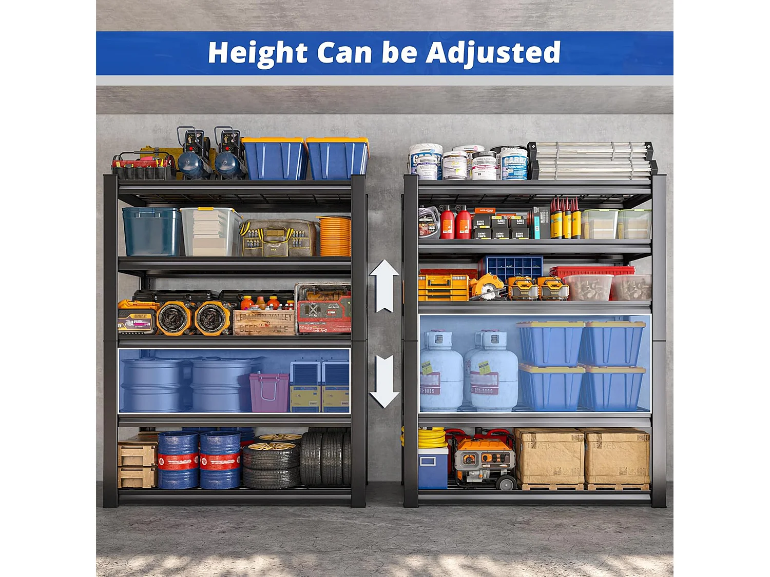 Mesh 150 - Estante de metal 150x100x50 cm com 4 prateleiras em rede capacidade de carga 1365 kg preto