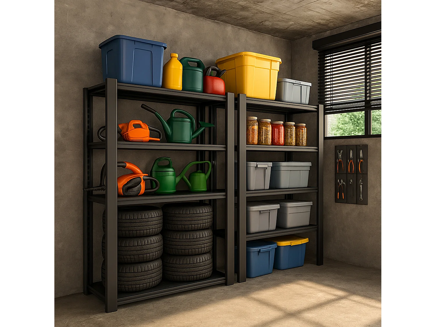 Mesh 150 - Estante de metal 150x100x50 cm com 4 prateleiras em rede capacidade de carga 1365 kg preto