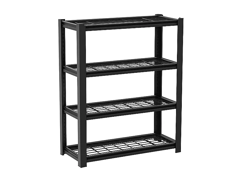 Mesh 150 - Estantería de metal 150x100x50 cm con 4 baldas de rejilla capacidad de carga 1365 kg negro