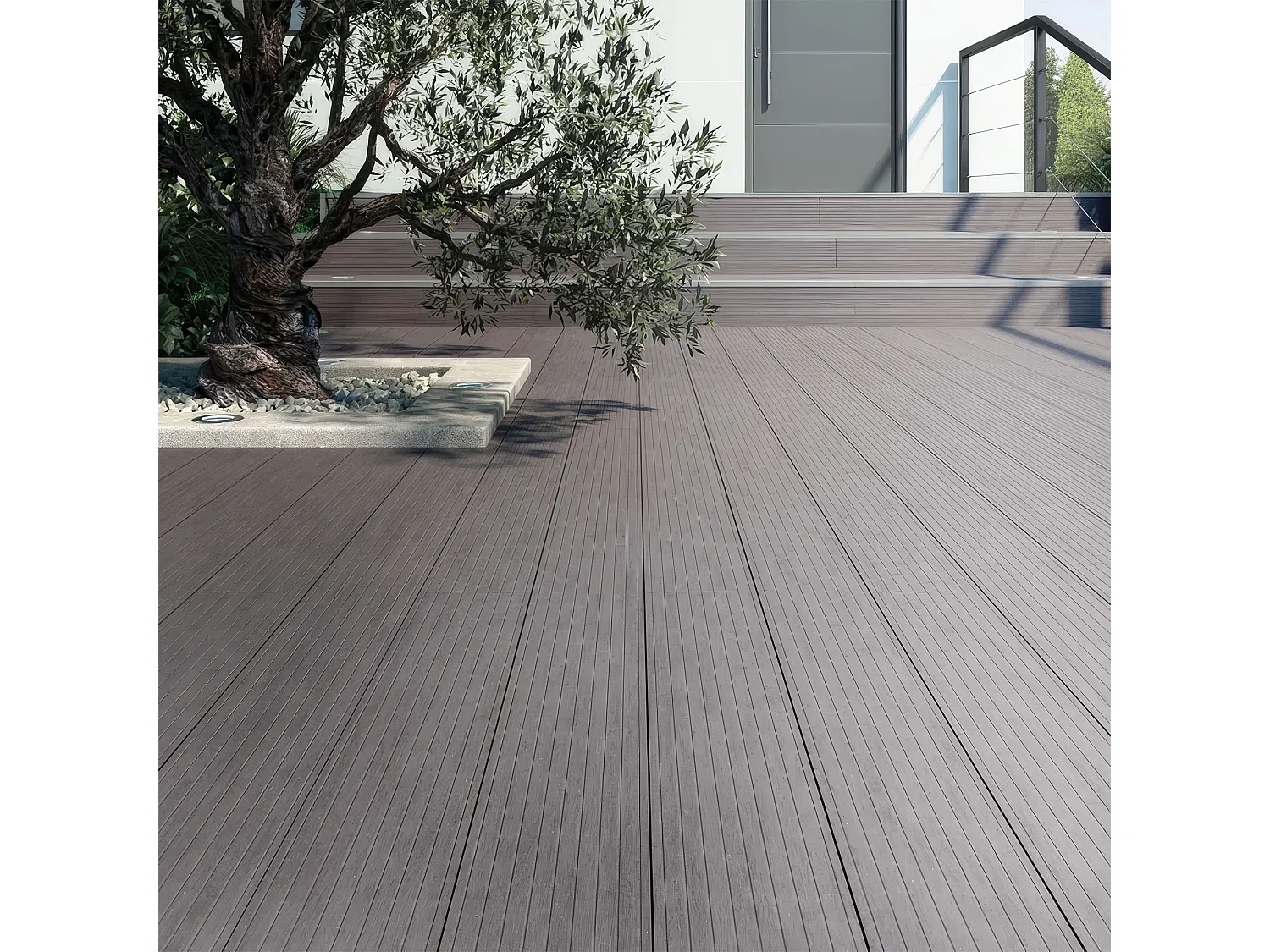 Kaido - Set di 5 Doghe Pavimento da Esterno 150x75 cm per Giardino Patio Terrazza in WPC Nero