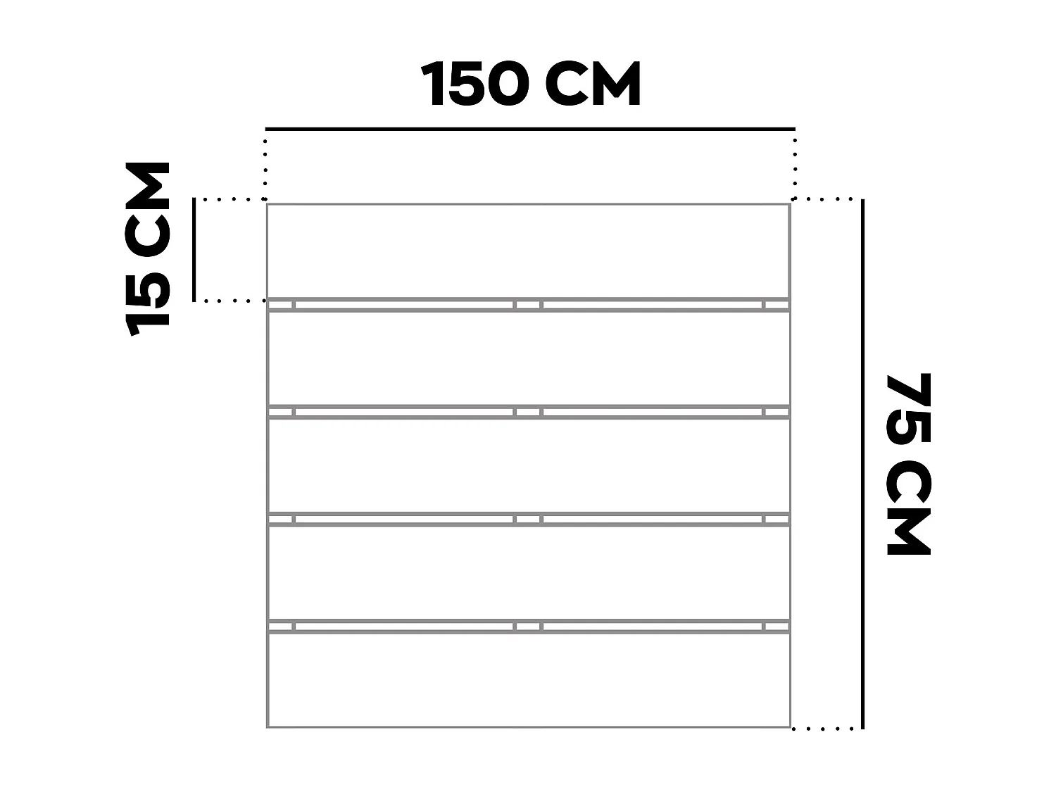 Kaido - Conjunto de 5 Ripas de Deck Exterior 150x75 cm para Jardim Pátio Terraço em WPC Teak