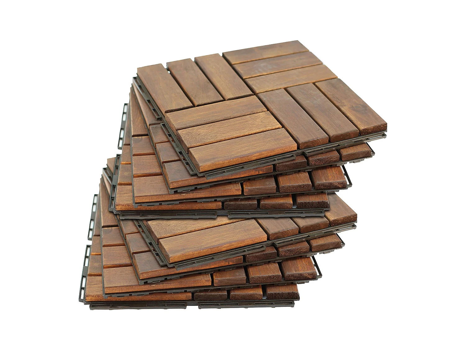 Lyva - Pavimento da Esterno con Clip 30x30 cm 10 Piastrelle per Giardino Patio Terrazza in Legno di Acacia