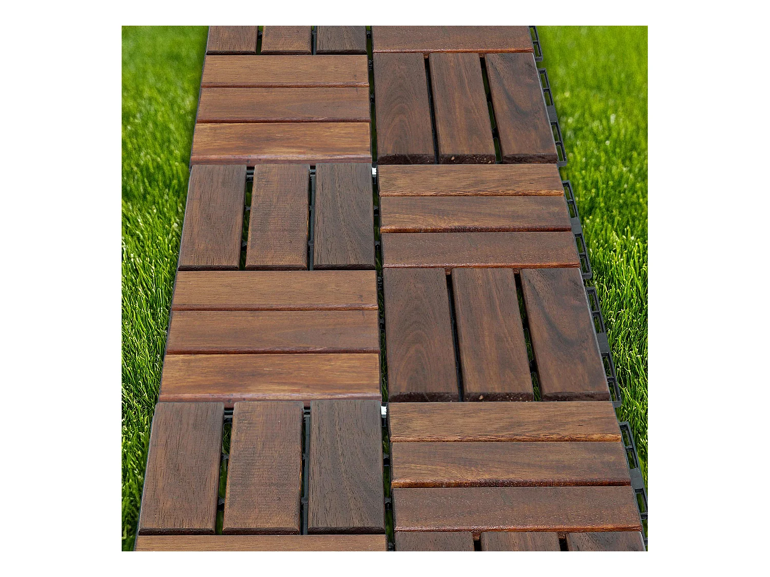 Lyva - Pavimento da Esterno con Clip 30x30 cm 10 Piastrelle per Giardino Patio Terrazza in Legno di Acacia