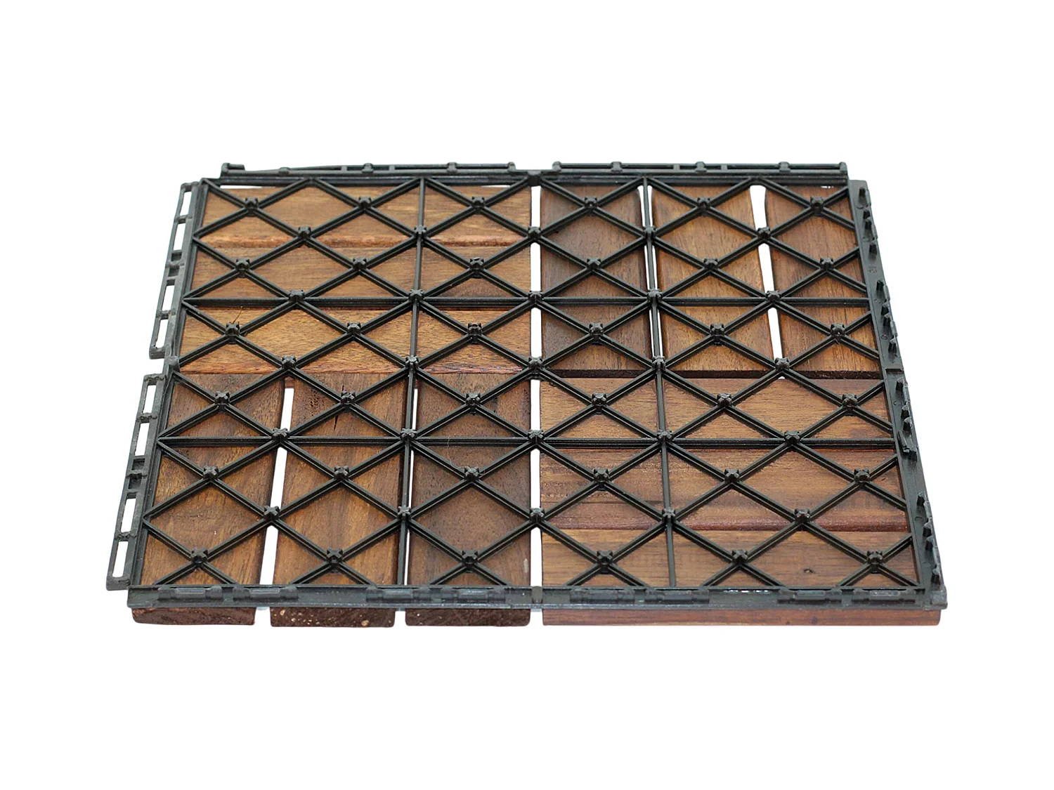 Lyva - Pavimento da Esterno con Clip 30x30 cm 10 Piastrelle per Giardino Patio Terrazza in Legno di Acacia