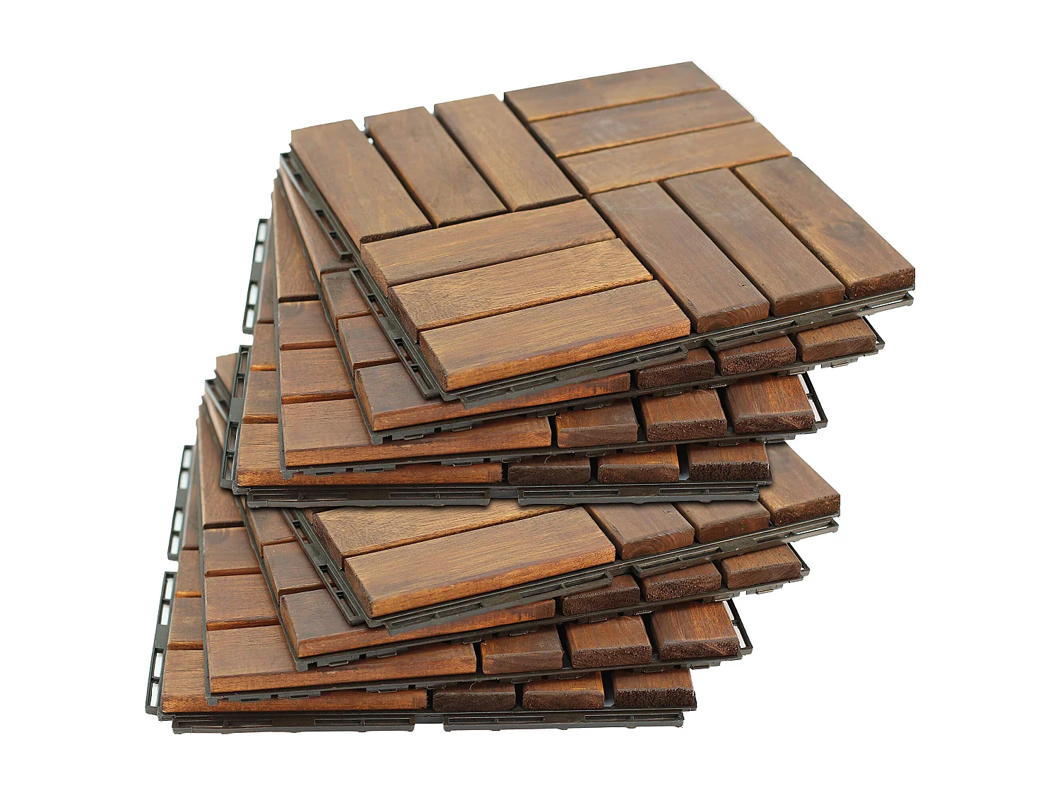 Lyva - Pavimento Exterior com Clip 30x30 cm 10 Placas para Jardim Pátio Terraço em Madeira de Acácia