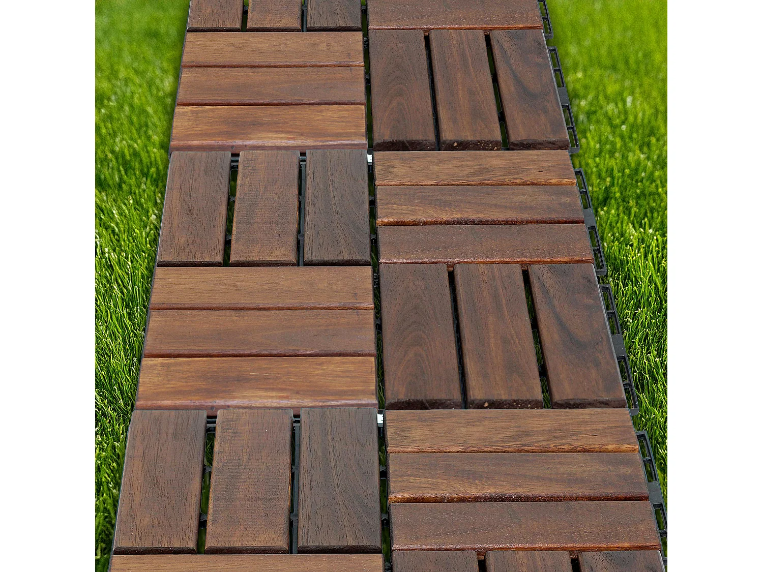 Lyva - Pavimento Exterior com Clip 30x30 cm 10 Placas para Jardim Pátio Terraço em Madeira de Acácia