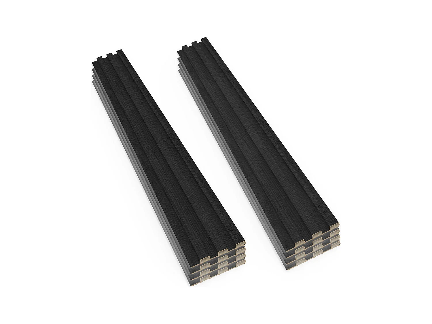 Bach - Lot de 8 Panneaux Acoustiques Décoratifs 150x18 cm pour Intérieur et Extérieur en WPC Noir