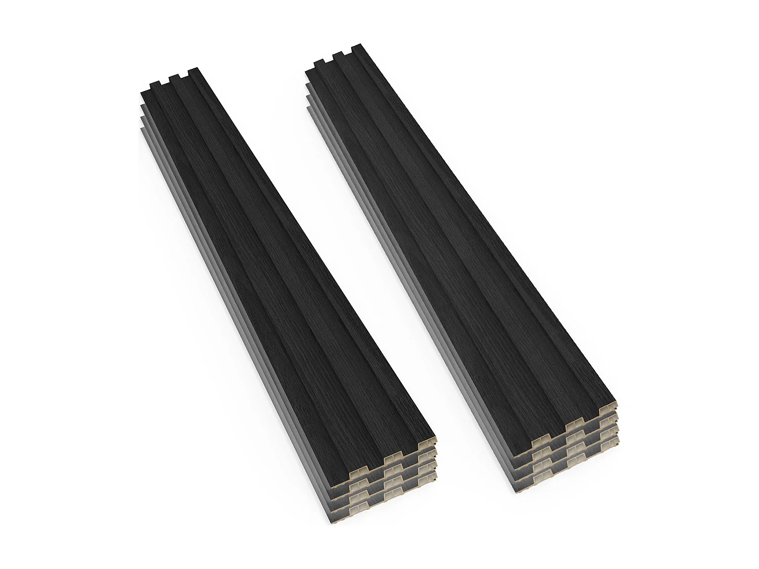 Bach - Set 8 Pannelli Fonoassorbenti Decorativi 150x18 cm per Interno ed Esterno in WPC Nero