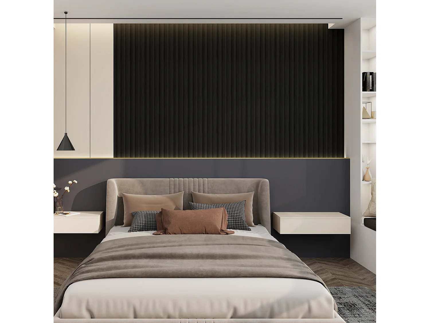 Bach - Set 8 Pannelli Fonoassorbenti Decorativi 150x18 cm per Interno ed Esterno in WPC Nero