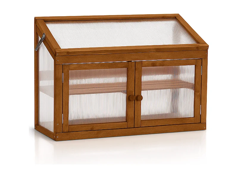 Kinto - Mini estufa 90x70x37 cm para interior e exterior Suporte para plantas em madeira de abeto e policarbonato