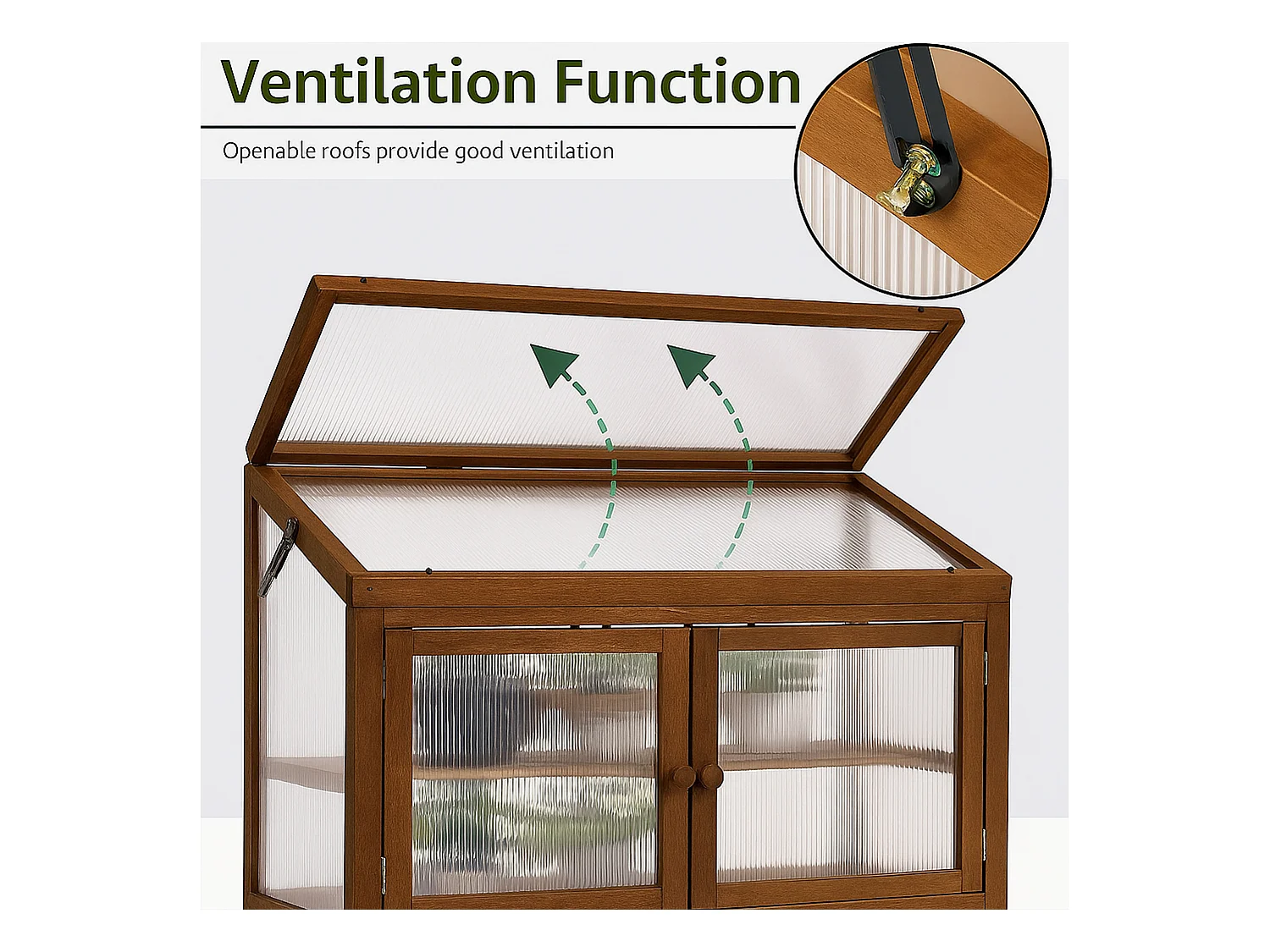 Kinto - Mini serre 90x70x37 cm pour intérieur et extérieur Porte-plantes en bois d’épicéa et polycarbonate