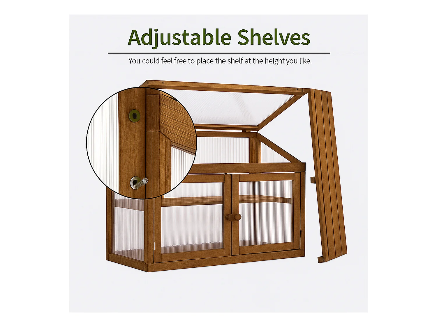 Kinto - Mini serre 90x70x37 cm pour intérieur et extérieur Porte-plantes en bois d’épicéa et polycarbonate