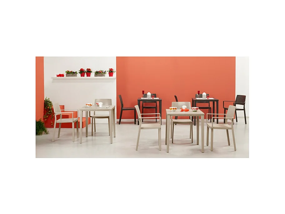 Table de jardin métal et plastique Timo 80 x 80 cm, Scab