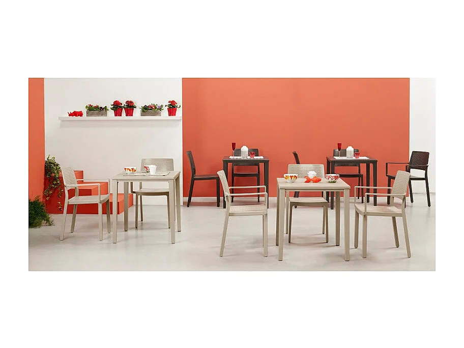 Table de jardin métal et plastique Timo 70 x 70 cm, Scab