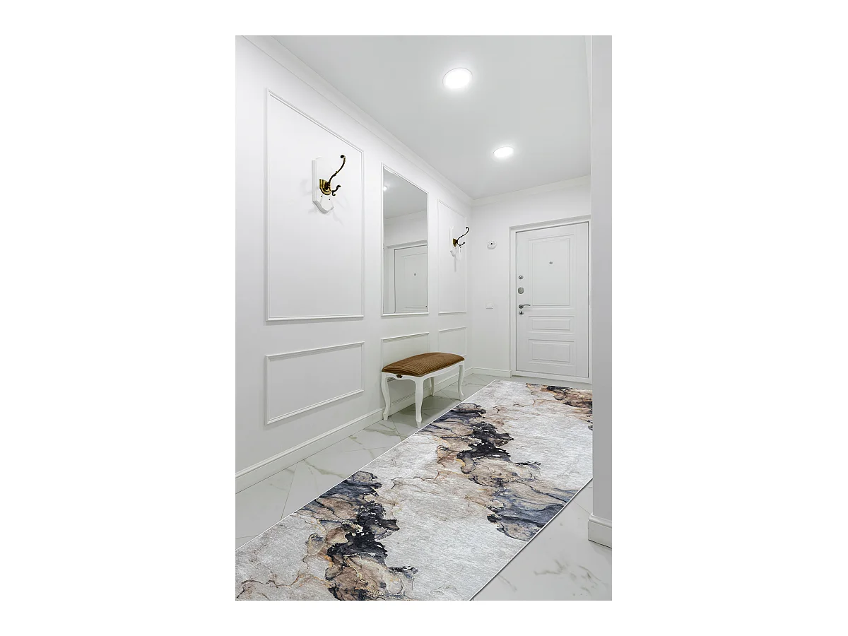 TAPIS DE COULOIR antidérapant LOTUS SHADOWS 37550 Abstraction beige / 100x850 cm