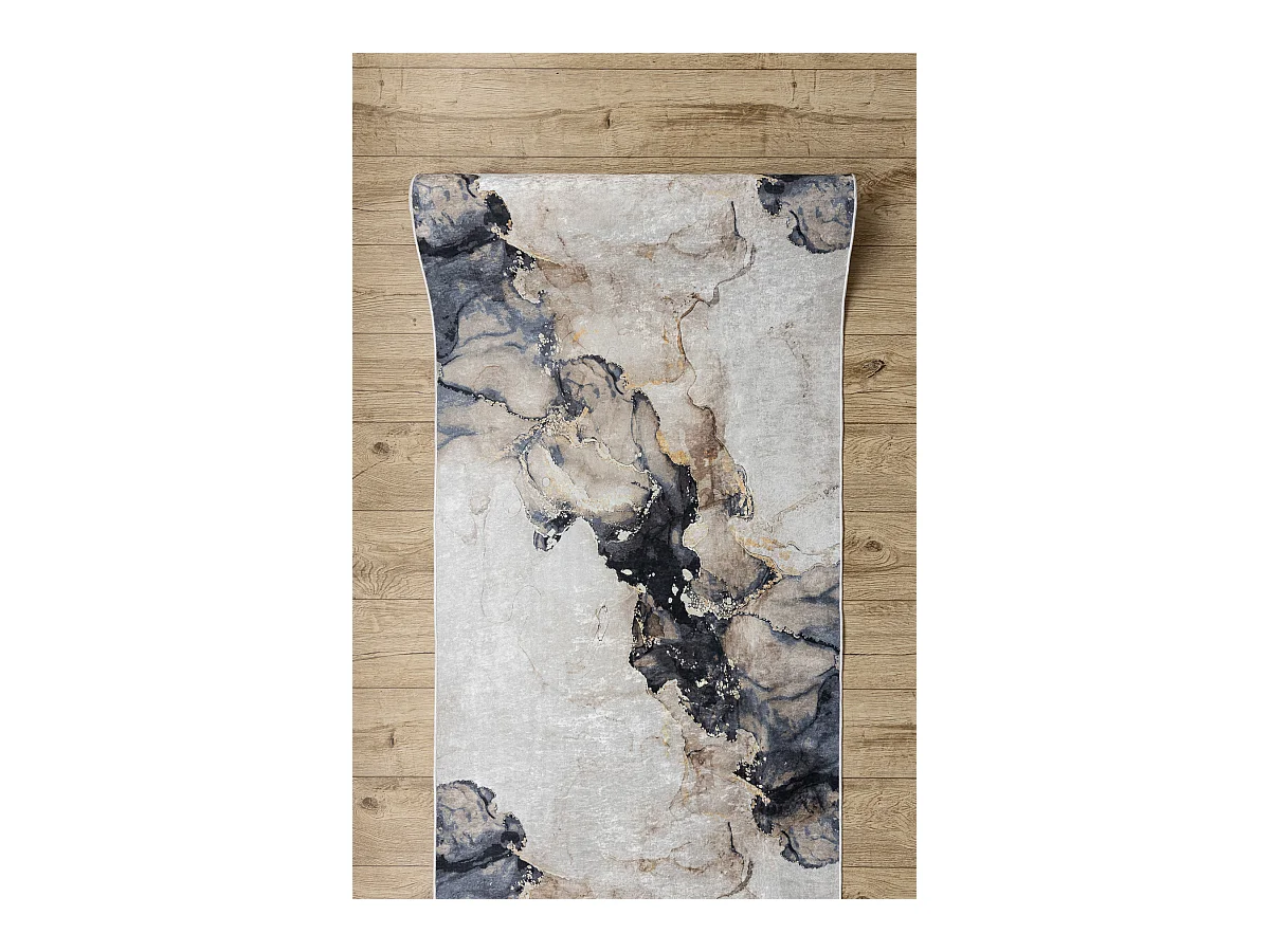 Vloerbekleding met rubber bekleed LOTUS SHADOWS 37550 Abstractie beige 60x230 cm