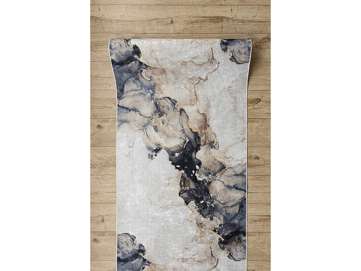 TAPIS DE COULOIR antidérapant LOTUS SHADOWS 37550 Abstraction beige / 100x740 cm