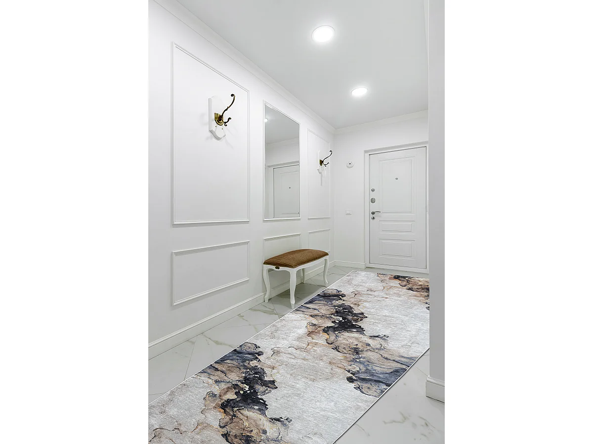 TAPIS DE COULOIR antidérapant LOTUS SHADOWS 37550 Abstraction beige / 120x110 cm